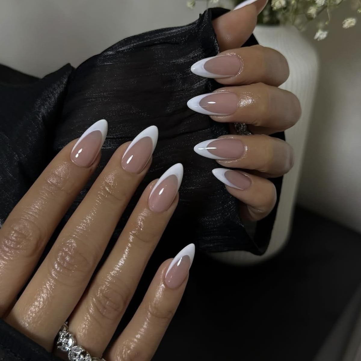 PEPFTG side view of full-cover almond nail showing durable acrylic and comfortable fit