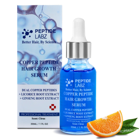 PeptideLabz front bottle showing label and citrus scent benefits
