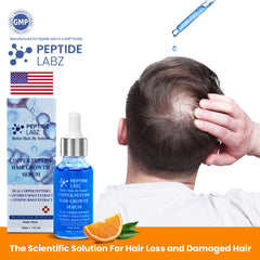 PeptideLabz 1 fl oz bottle in hand showing travel-friendly size advantage