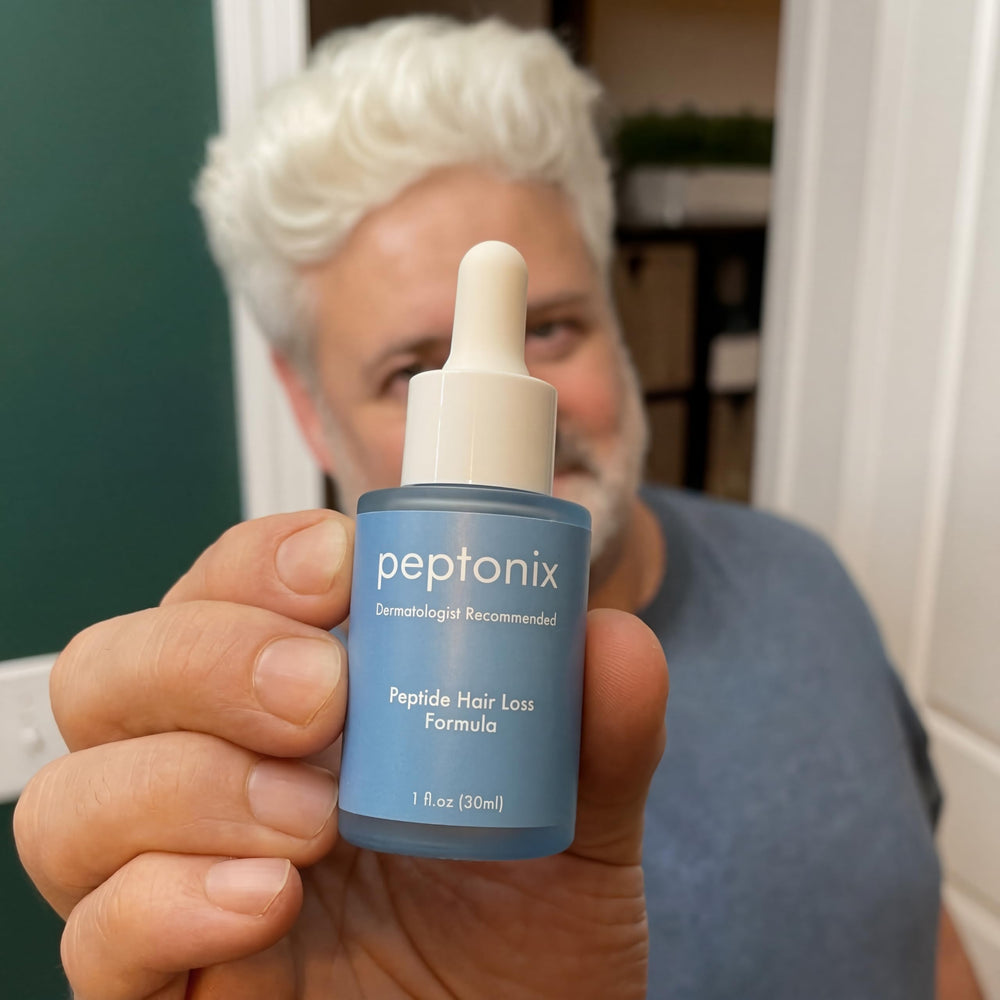 Peptonix on a bathroom vanity with towel and mirror benefit: seamless addition to daily routine