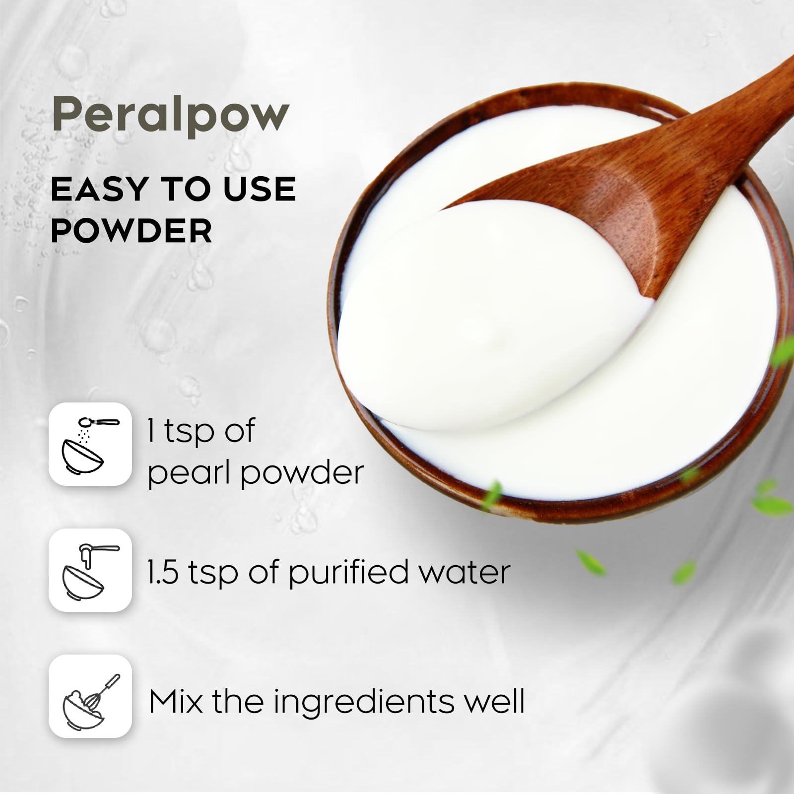 Peralpow added to leave-in conditioner on hair, illustrating shine and softness