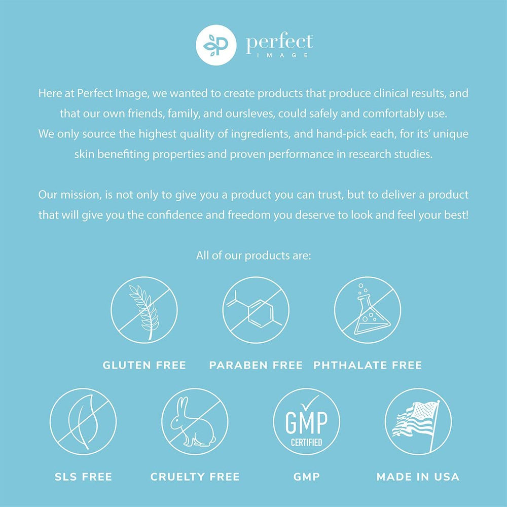 Perfect Image aftercare kit layout including cleanser and moisturizer for recovery