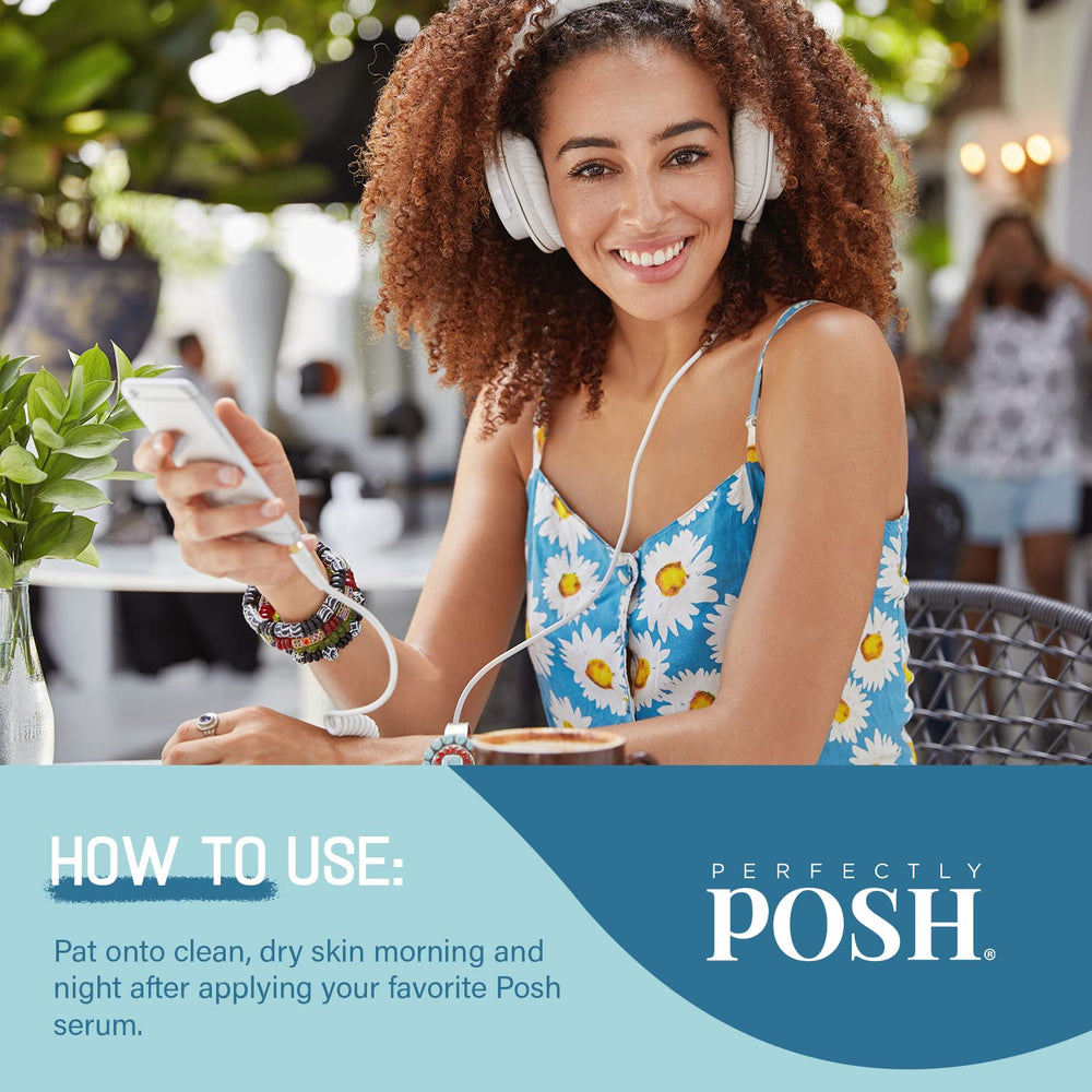 Perfectly Posh jar on bathroom counter showing daily routine freshness benefit