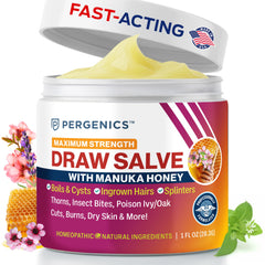 Pergenics front tin showing compact 1 oz packaging and clear label