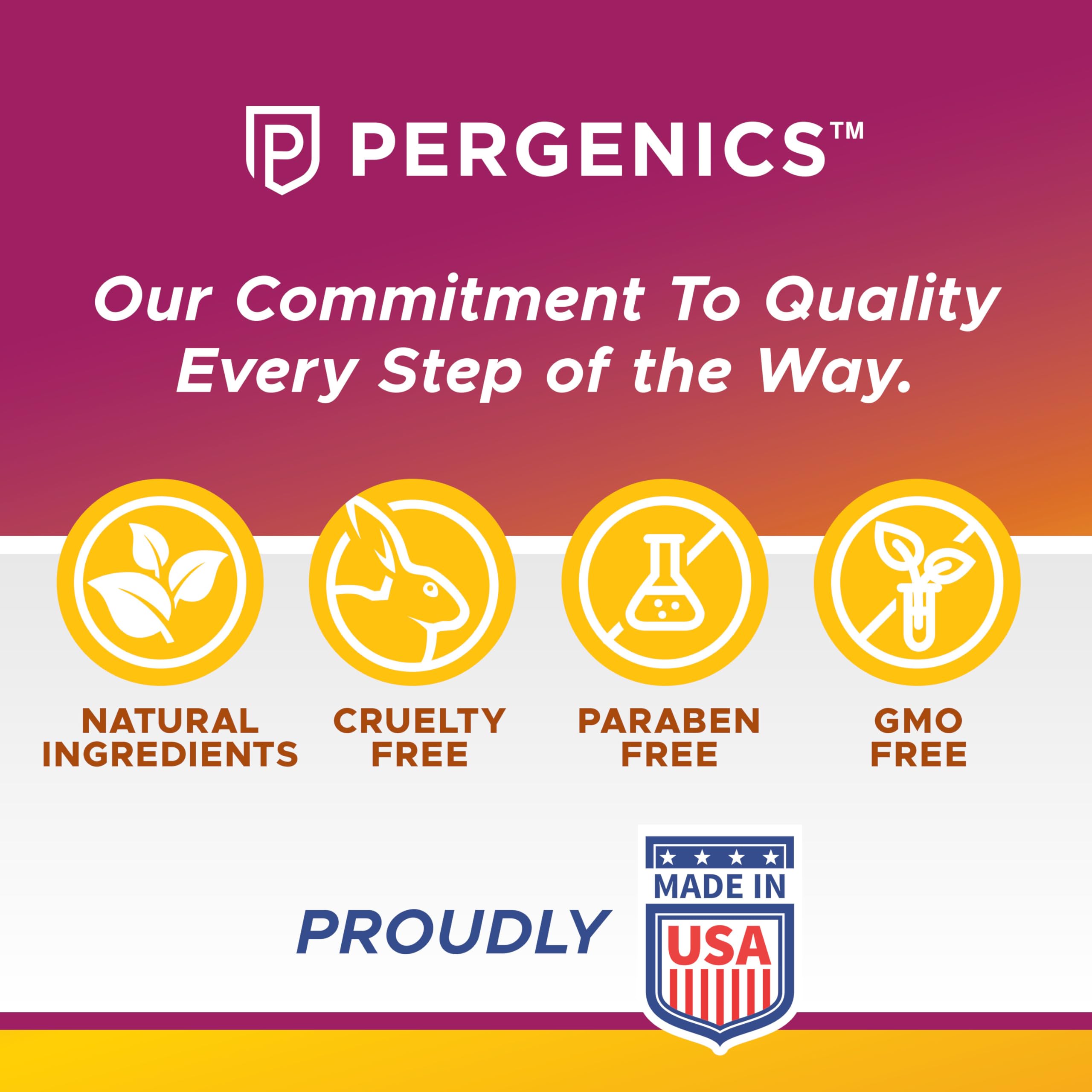Pergenics label detail focusing on ingredient list and natural claim