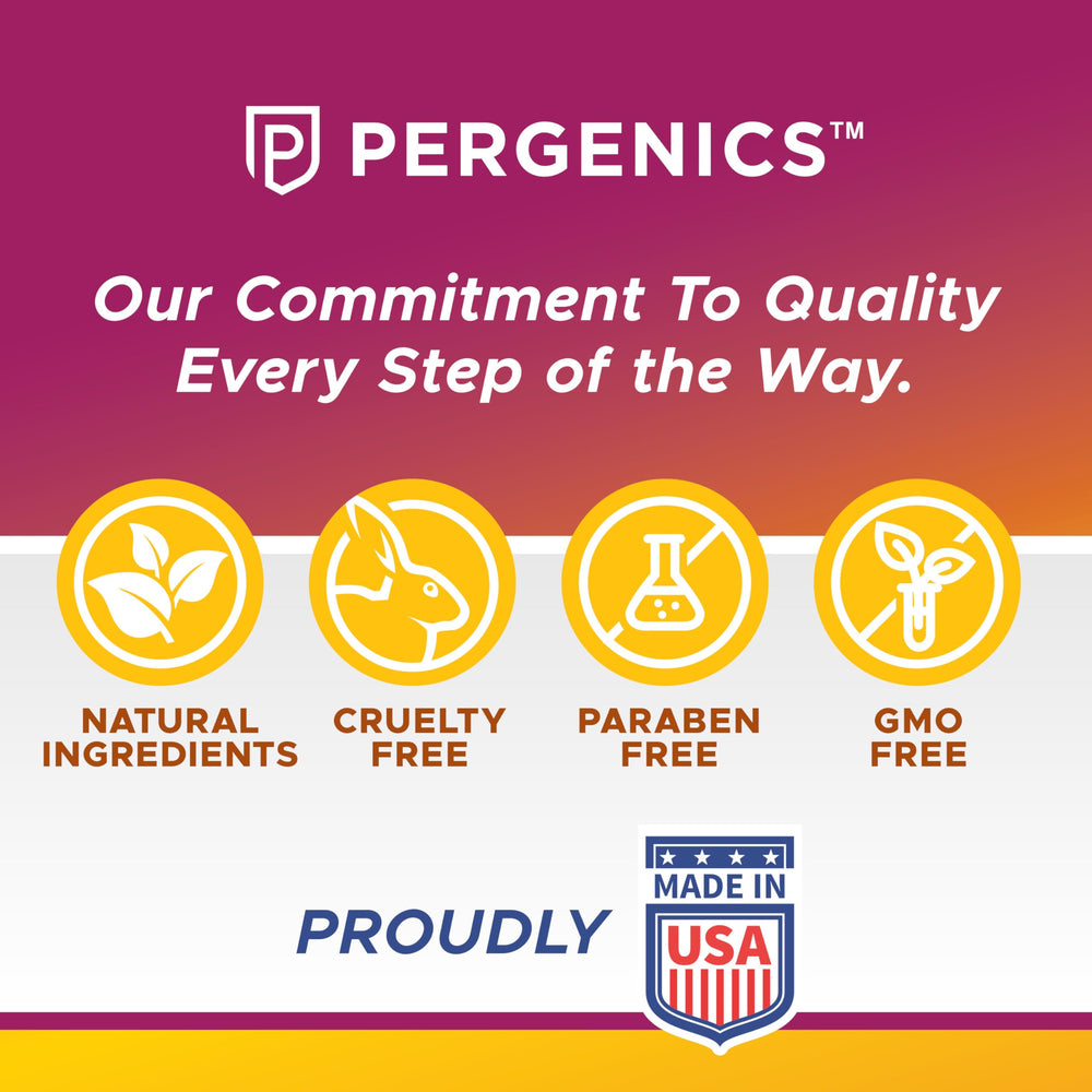Pergenics label detail focusing on ingredient list and natural claim