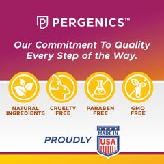 Pergenics label detail focusing on ingredient list and natural claim