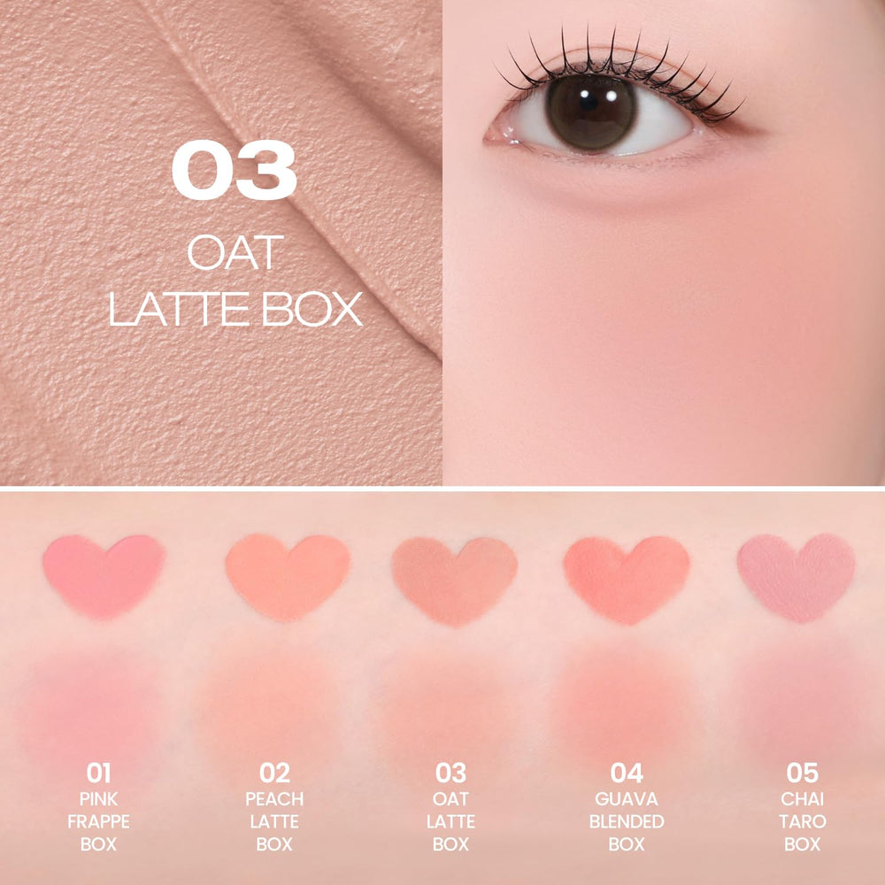 Peripera blush applied on cheeks in lifestyle shot for natural flush