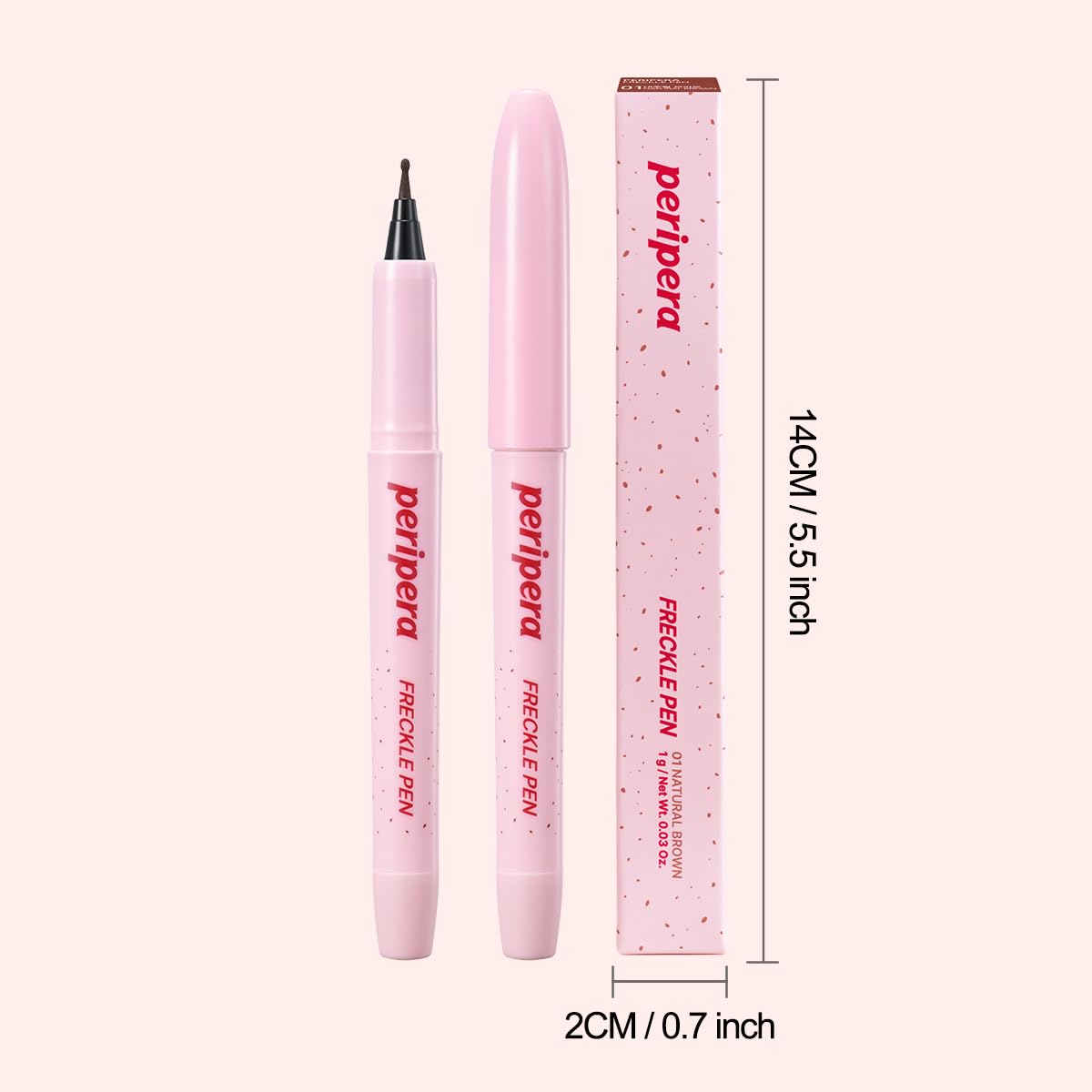 Peripera freckle pen lifestyle image in sunlight showing realistic sun-kissed look