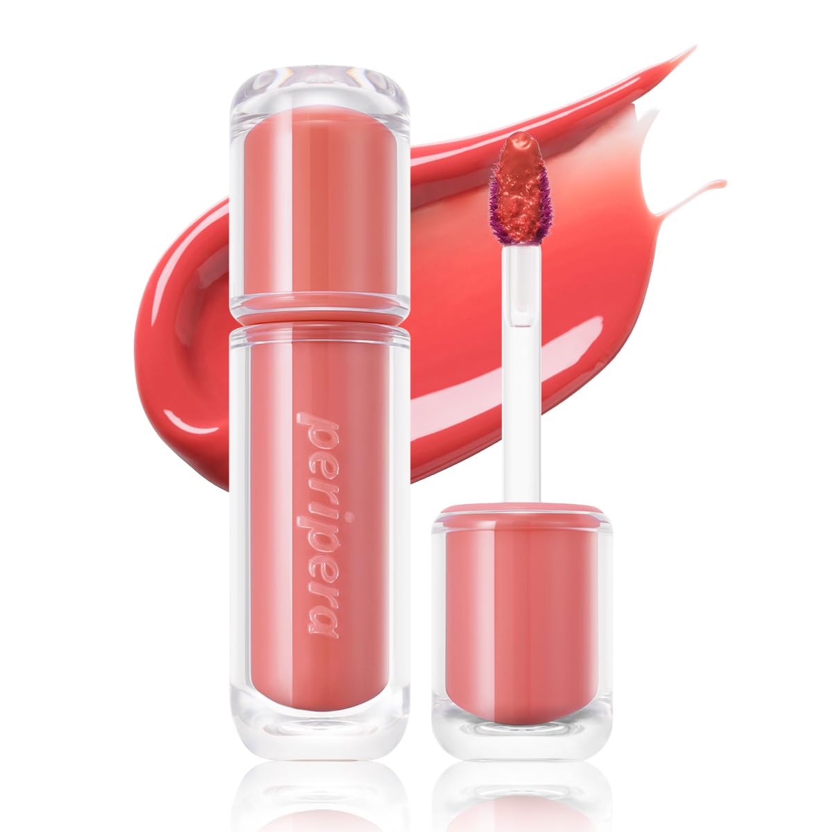 Peripera front packaging showing Coral Influencer and easy-gloss benefit