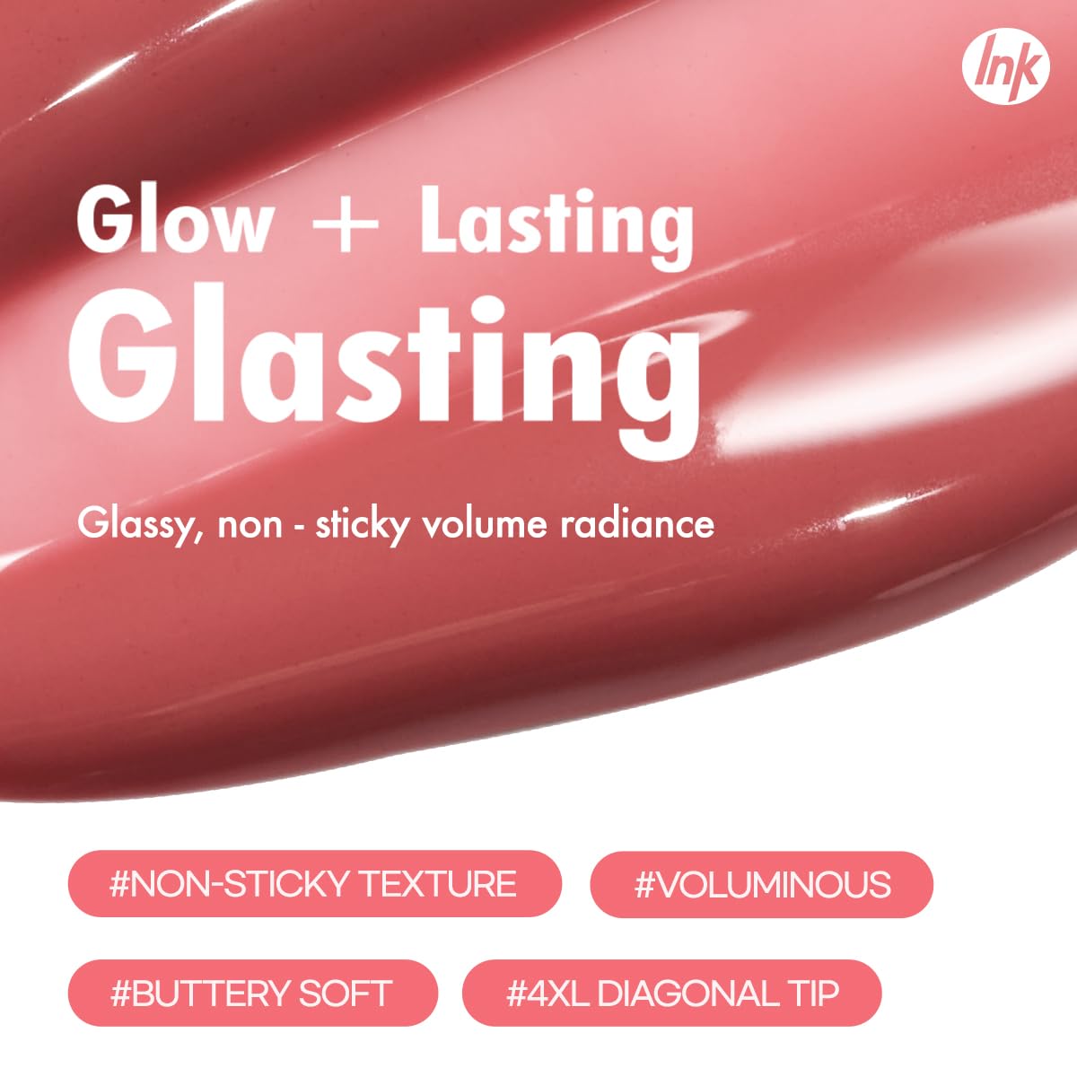 Peripera gloss applied on model lips showing glass-like shine and fuller look benefit