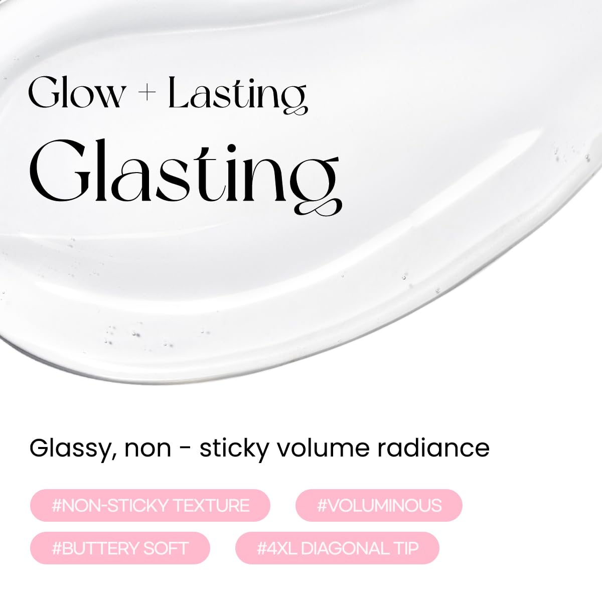 Peripera on model lips showcasing glass-like shine and fuller-looking pout