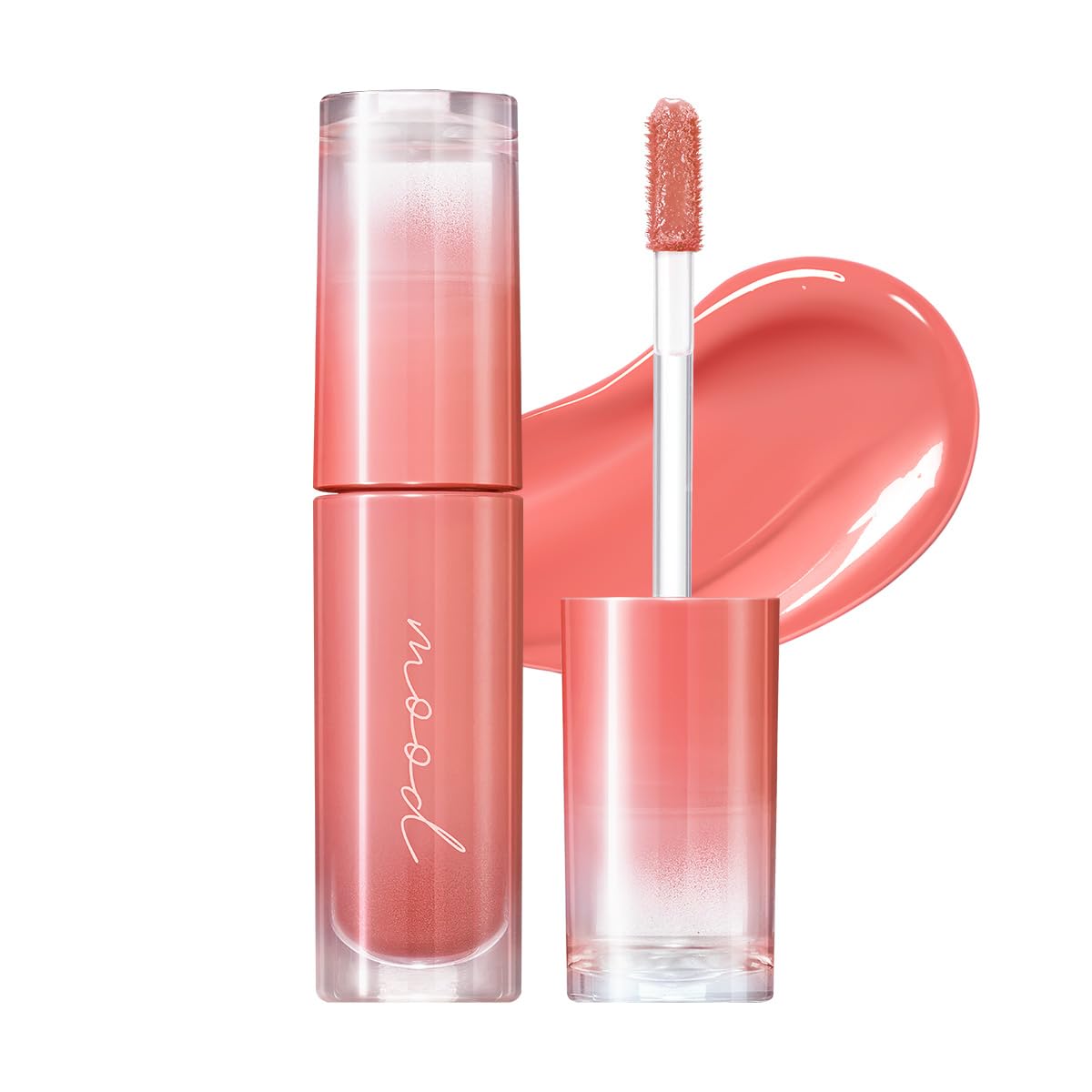 Peripera front packaging showing coral influencer shade and benefit of shine