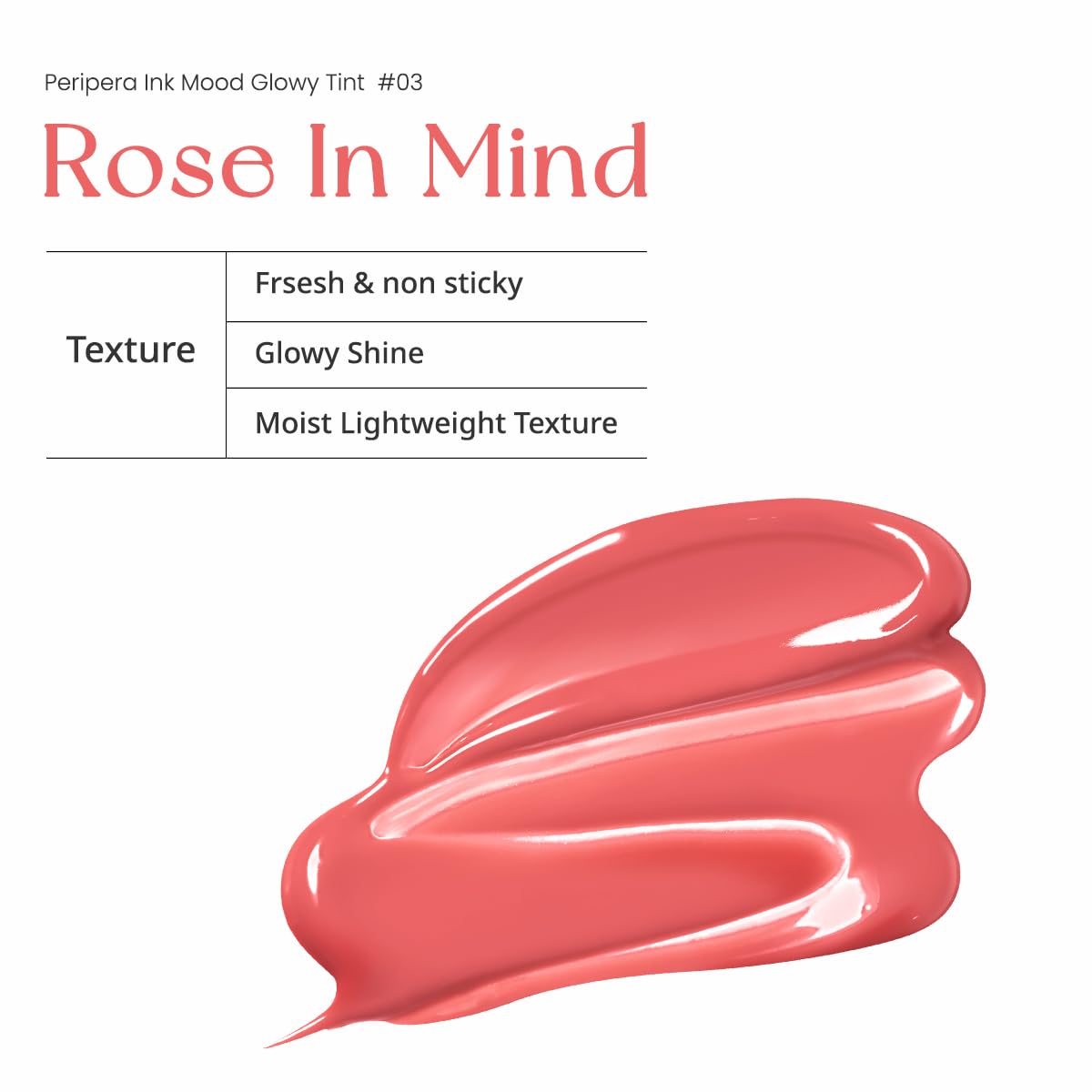 Peripera on lips Rose In Mind demonstrating plumping shine and hydrated look