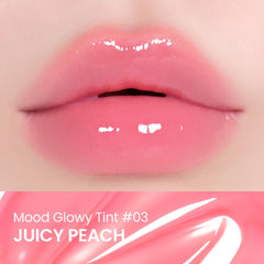 Peripera Juicy Peach next to coin size comparison showing compact portability benefit