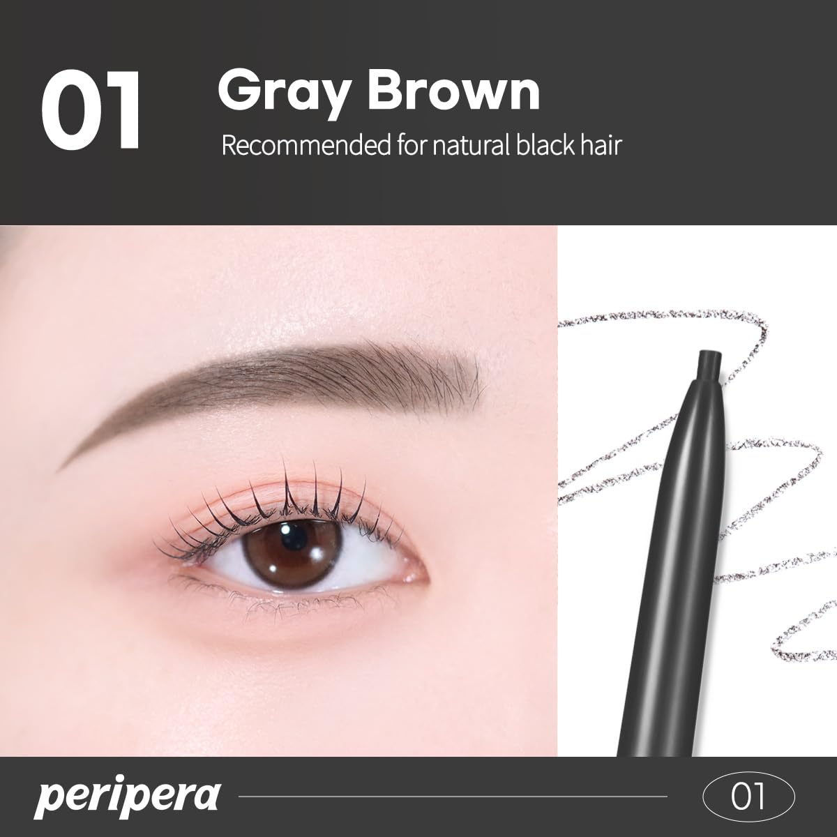 Peripera pencil in hand during application showing control and easy grooming