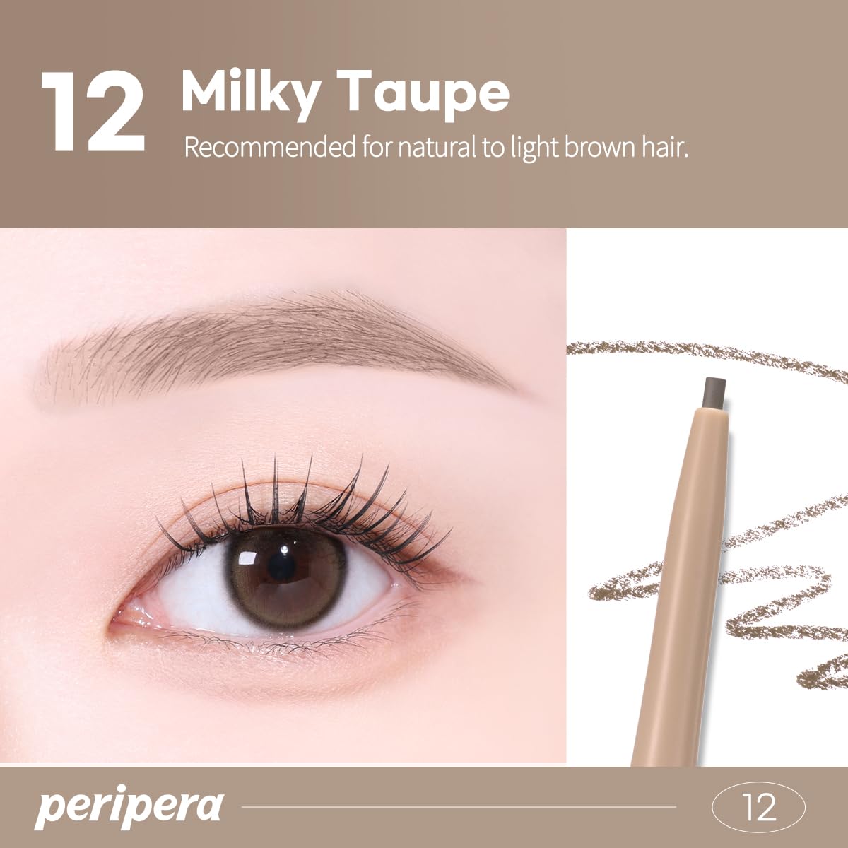 Peripera pencil in makeup bag lifestyle shot conveying portability and on-the-go touch-ups