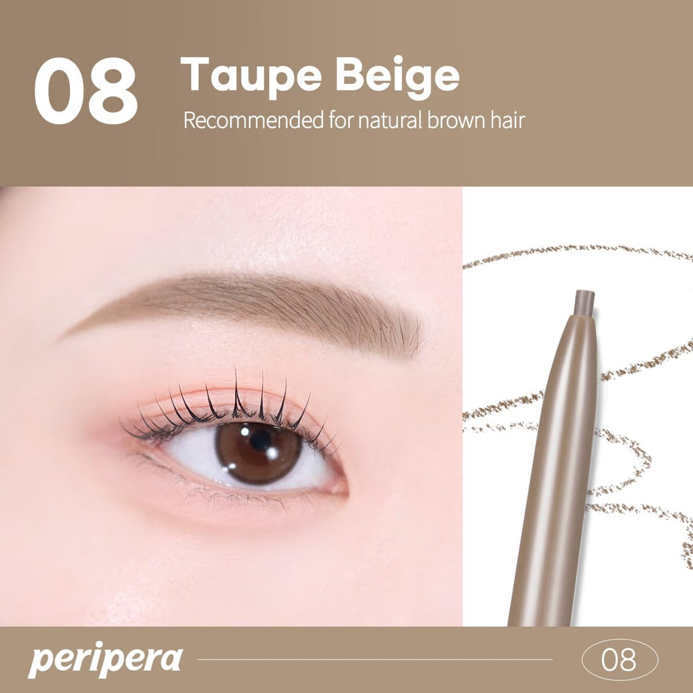 Peripera pencil beside a coin for scale showing travel-friendly compact benefit