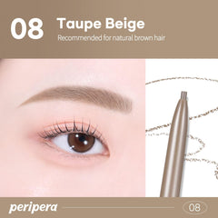 Peripera pencil beside a coin for scale showing travel-friendly compact benefit