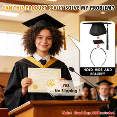 PerldVerge insert attached inside graduation cap for stable hold