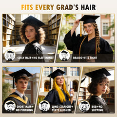 PerldVerge band tucked into curly hair keeping hairstyle intact and secure
