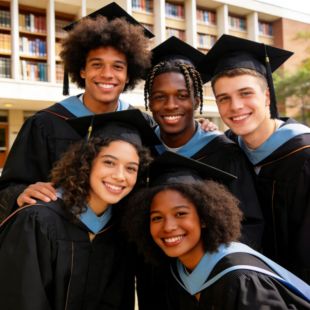 PerldVerge lifestyle graduation photo of graduate wearing secure, confident cap