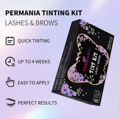 PERMANIA before and after lashes showing natural black tint benefit