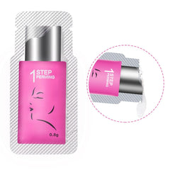 PERMANIA sachet beside a ruler to show 0.8g single-use size and convenience