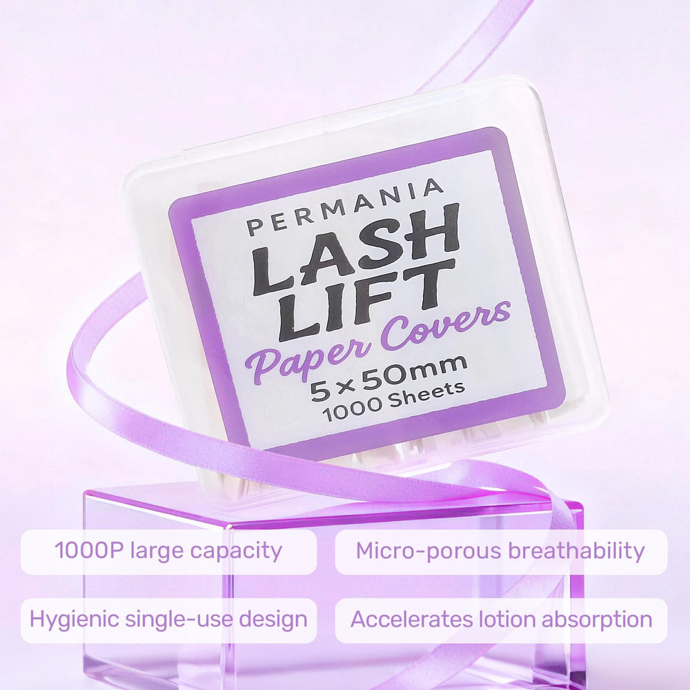 PERMANIA ribbon securing lashes on a silicone lift pad demonstrating stability