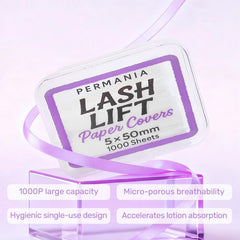 PERMANIA strip applied on silicone pad holding lashes securely during lift