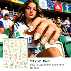 Permcoly close-up of 3D gold football sticker highlighting textured shine