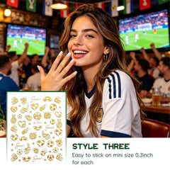 Permcoly stickers applied on fingernails creating match-night team spirit