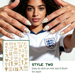 Permcoly assorted metallic soccer stickers laid out to show design variety