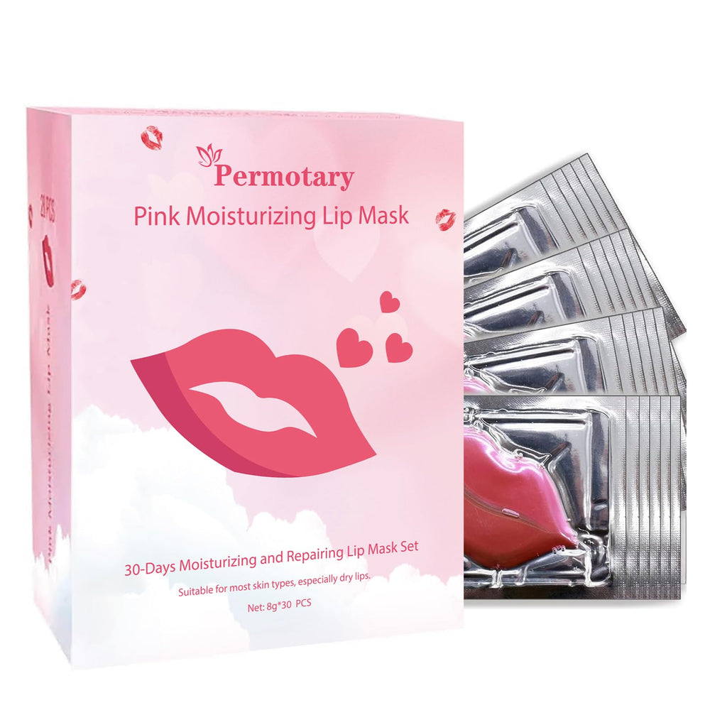Permotary front packaging showing 30 collagen lip masks and quick hydration