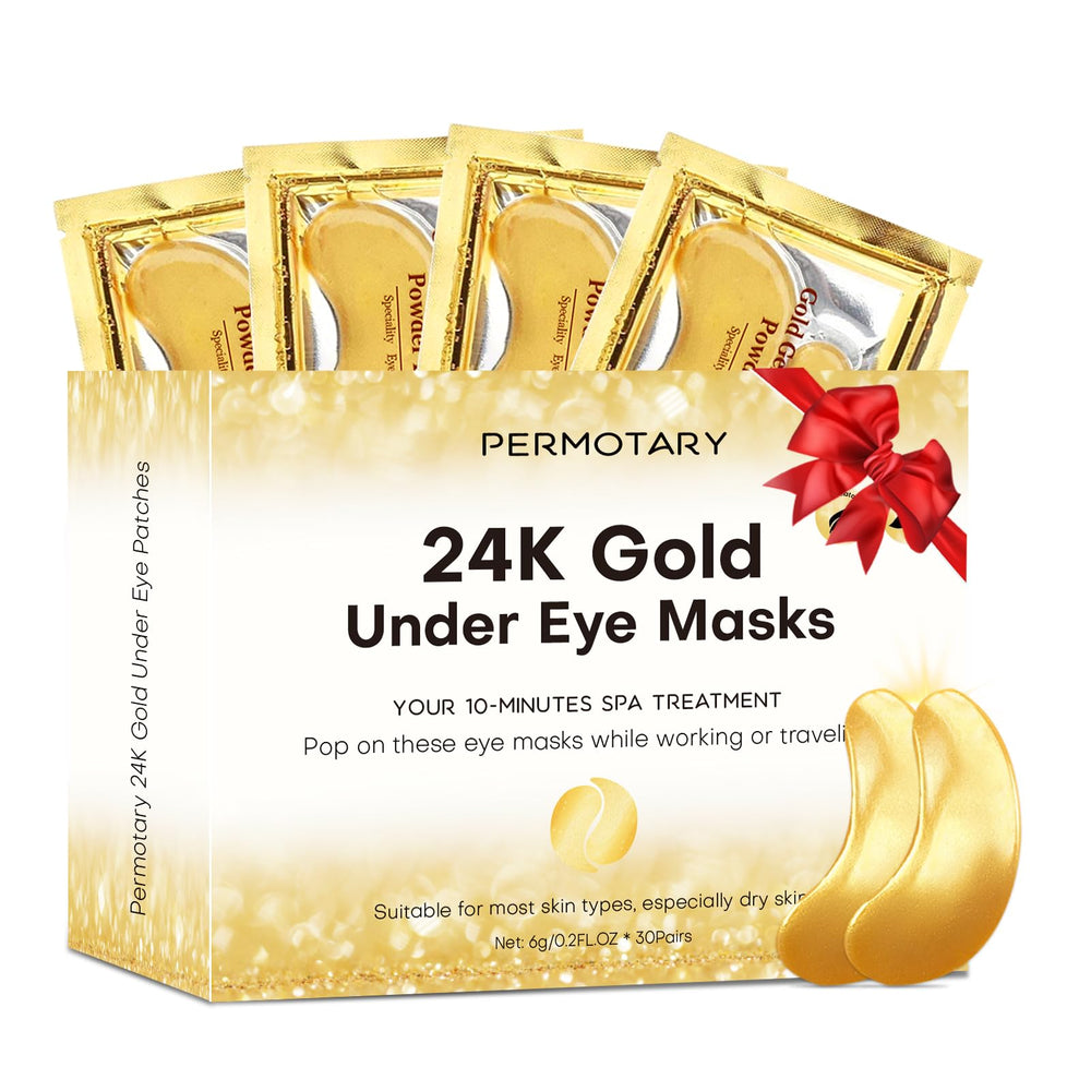 Permotary front packaging showing gold eye masks and benefits