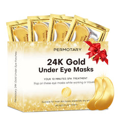 Permotary front packaging showing gold eye masks and benefits