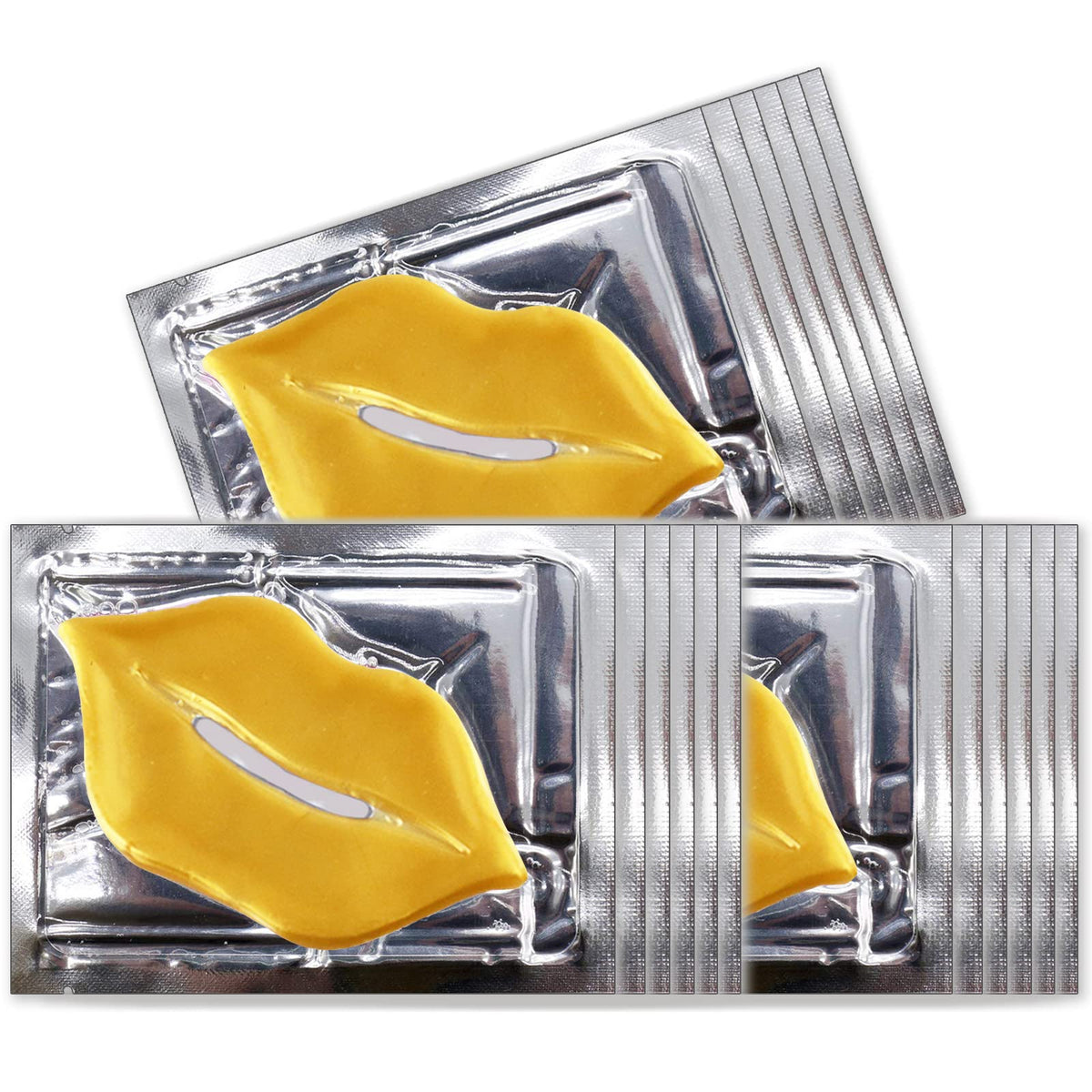 Permotary front packaging showing gold collagen lip mask and 30-count convenience