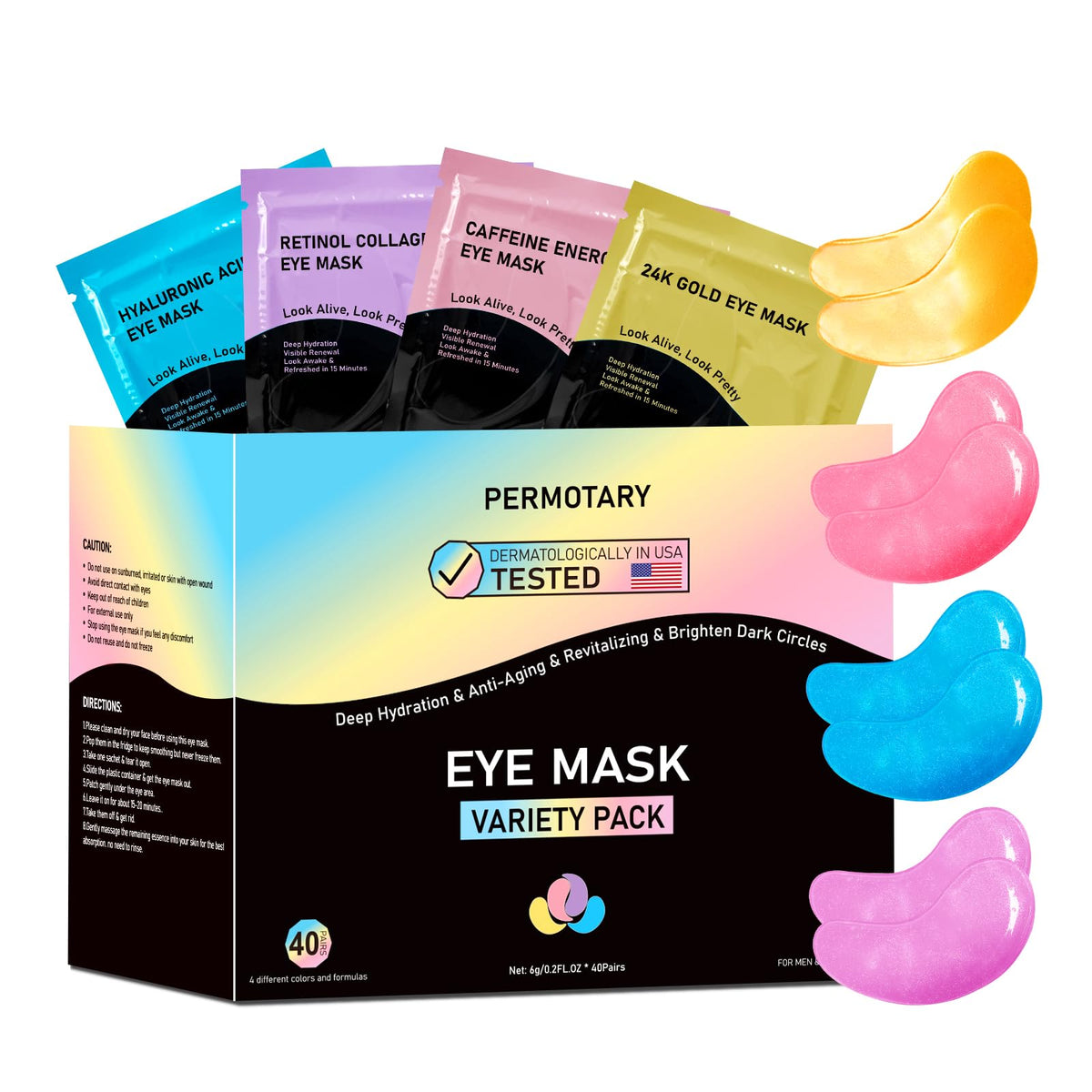 Permotary front packaging showing 40 pairs and four color variants benefiting travel convenience