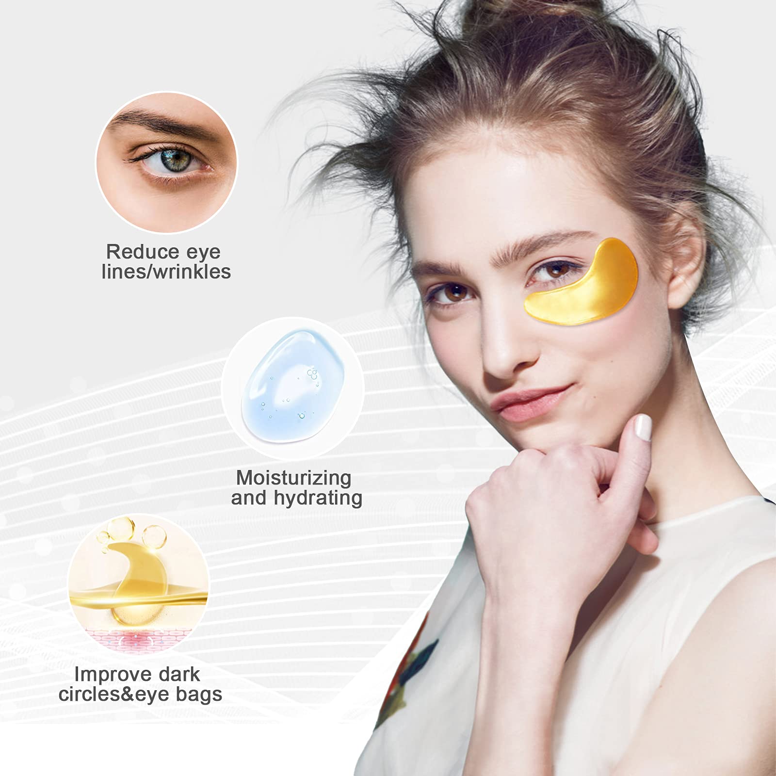Permotary under-eye mask in use demonstrating comfortable fit and cooling