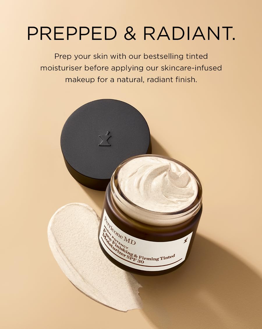 Perricone MD swatch on hand demonstrating warm luminous tint and coverage