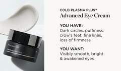 Applying Perricone MD eye cream with fingertip to reduce puffiness and lines