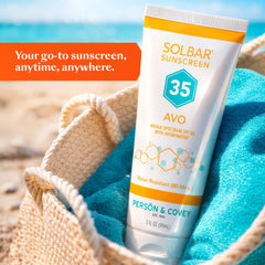 Person & Covey Solbar AVO cream spread on arm showing smooth, even coverage