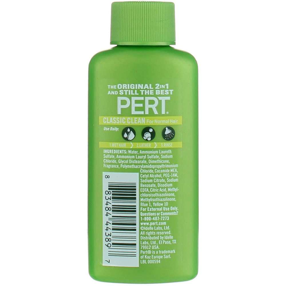 Pert label closeup reveals product name and basic details
