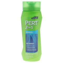 Pert plus front bottle showing label and 13.5 oz size, convenient anti-dandruff care