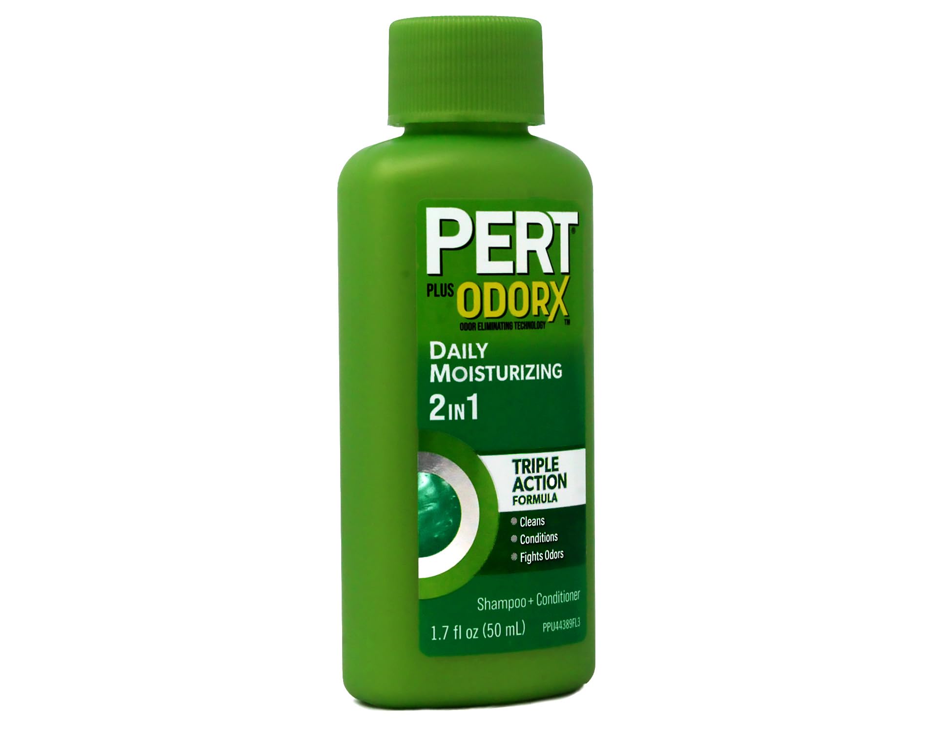 Pert Plus bottle packed with other travel items showing TSA-friendly size for carry-ons