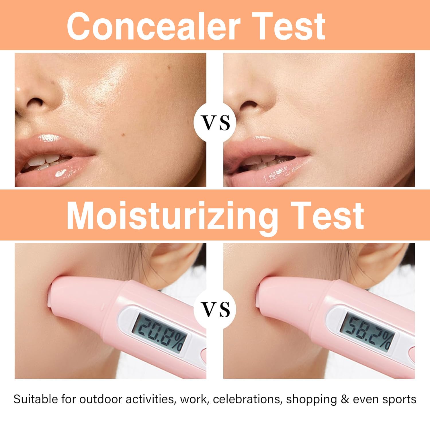 PERVALA compact opened with foundation brush demonstrating included tools for blending