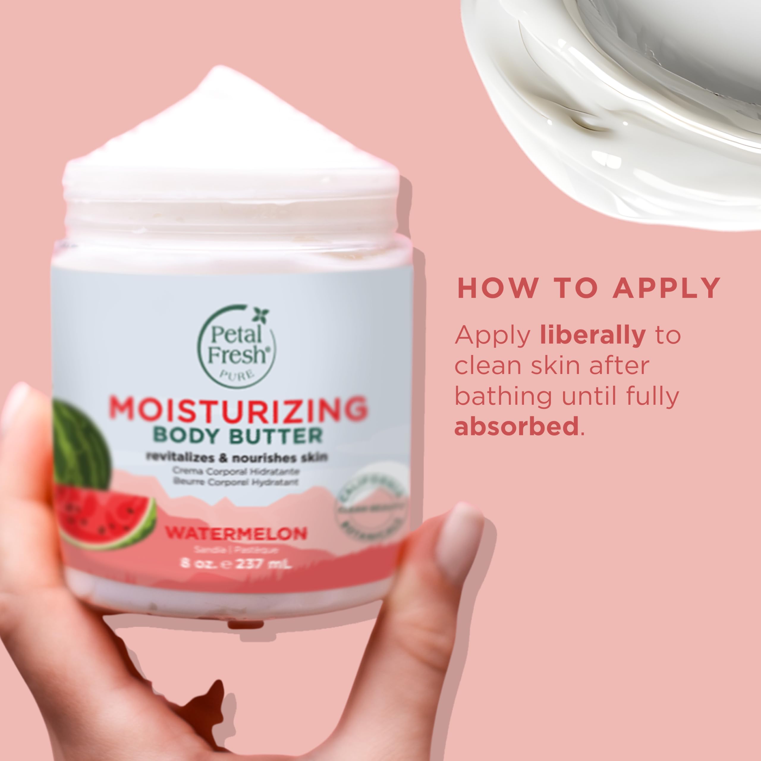 Petal Fresh label close-up featuring made in USA and ingredient clarity benefit