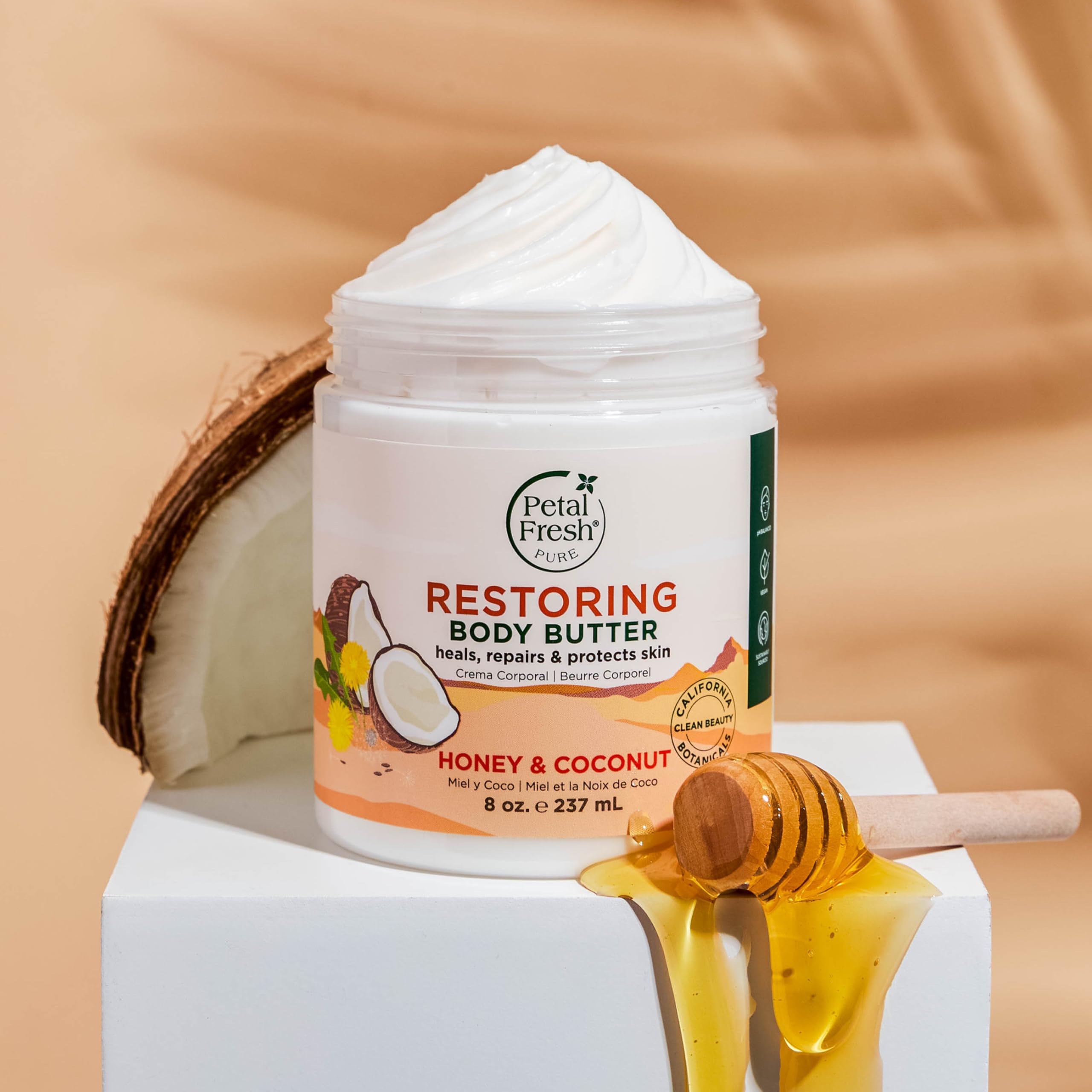 Petal Fresh open jar revealing smooth balm for skin restoration