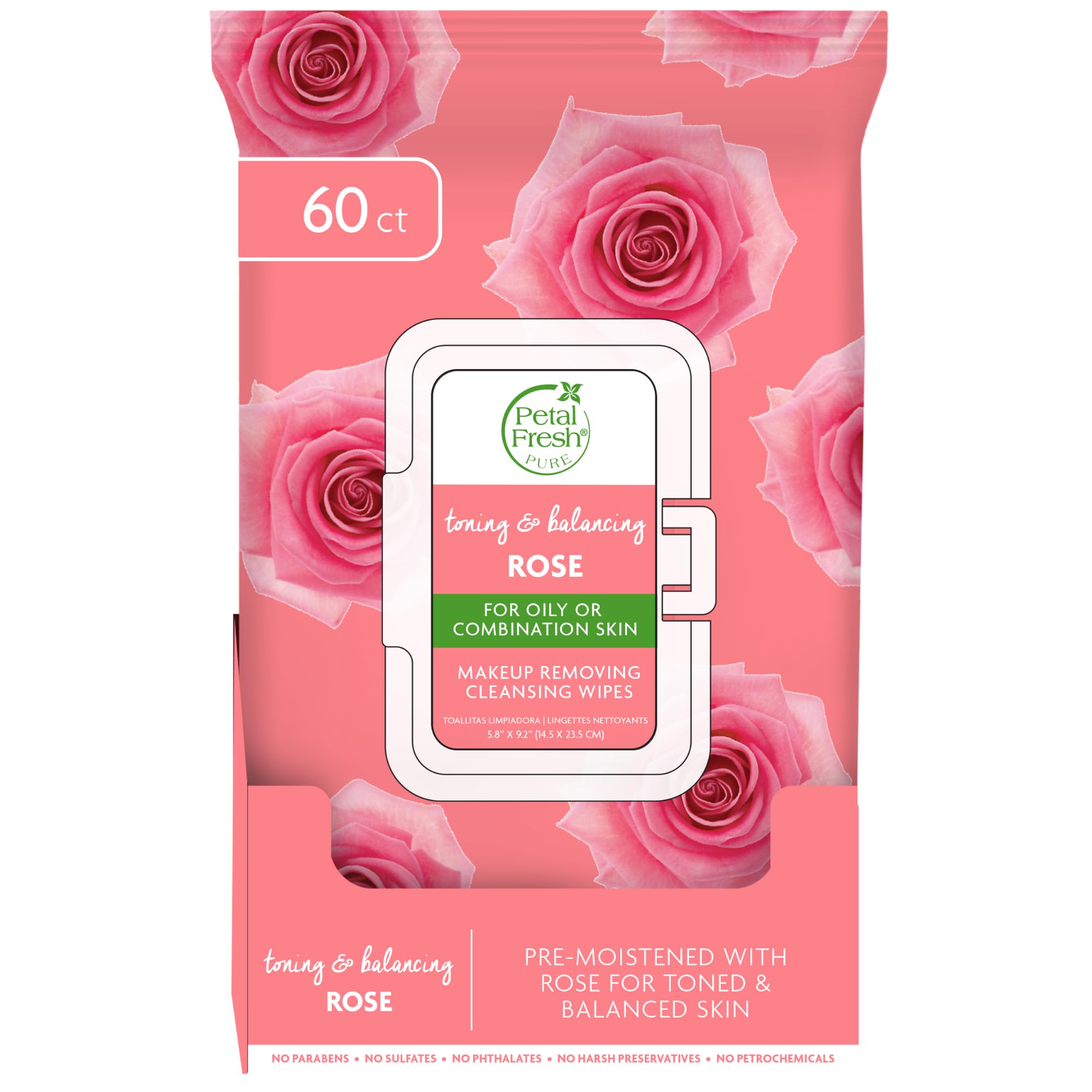 Petal Fresh pack front showing brand and brightening rose benefits