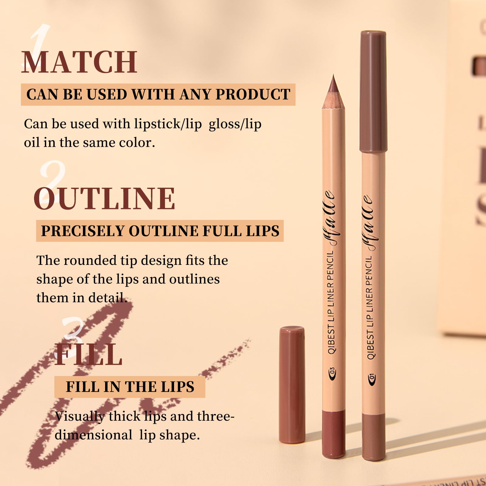 Petansy usage application on lips demonstrating liner precision, long-wear benefit